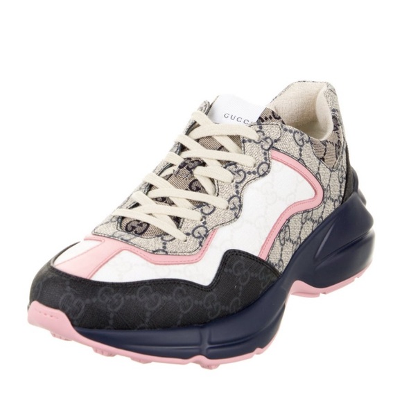 NWT Gucci Women's Black, Pink, and Cream Sneakers - Picture 2 of 5